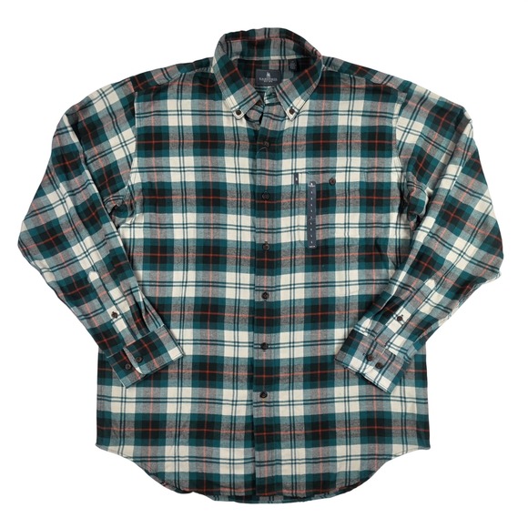 G.H. Bass & Co. Other - GH Bass Men L Teal Plaid Thermal Flannel Button Down Shirt Easy Care New